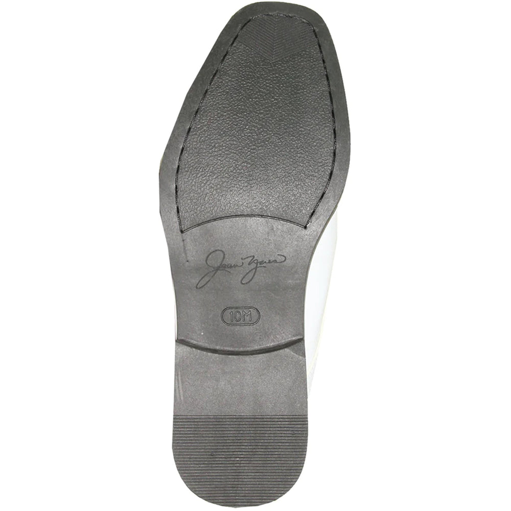Bravo Mens Classic Formal Shiny Patent Tuxedo Shoe in White