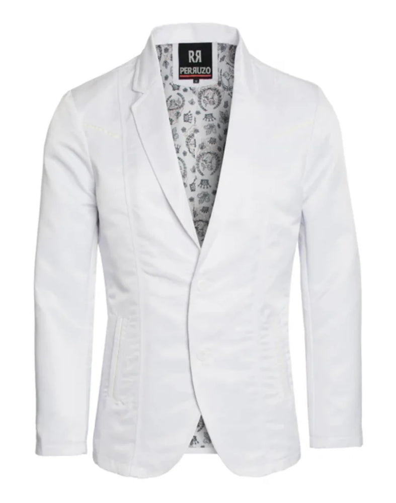 Men’s White Western Blazer – Slim Fit Shiny Finish Casual & Formal Party Jacket
