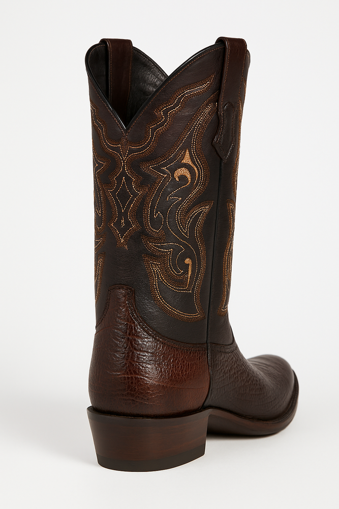 Los Altos Boots Men's Ostrich Leg Faded Brown Cowboy Boots - H79 Dubai Toe - Botas De Avestruz