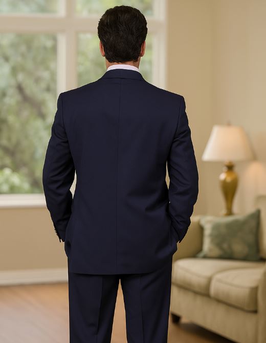 Classic Fit - Navy Suit - Three Button Vested Suit - Athletic Fit