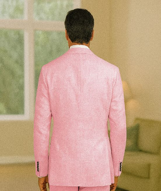 Pink Big and Tall Linen Suit