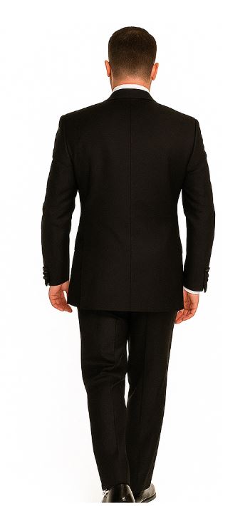 Authentic Statement Brand Men's Peak Lapel 1 Button Solid Black Tuxedo Suit - High End Suits - High Quality Suits