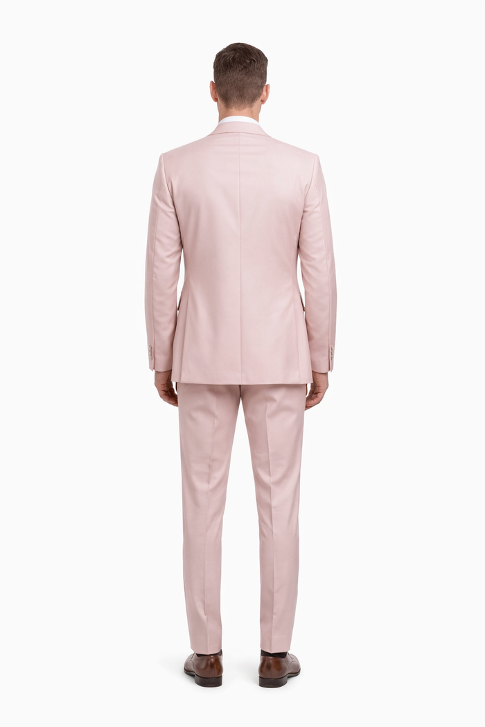 Blush Pink 3-Piece Suit with Double-Breasted Vest by Rossiman