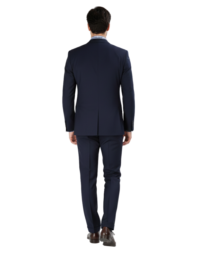 Double Breasted Suits - Vested Suits Wool Fabric - Apolo King Brand - Navy Suit