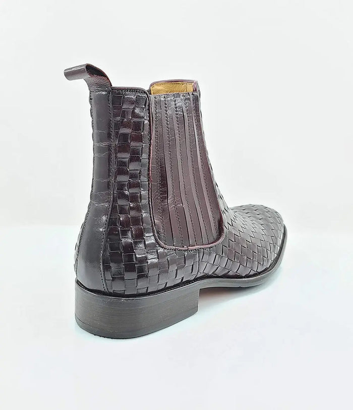 Carrucci Basket Weave Leather Chelsea Boot