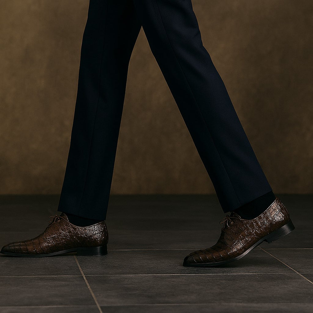 Marco Di Milano Lacio Brown Caiman Crocodile Derby