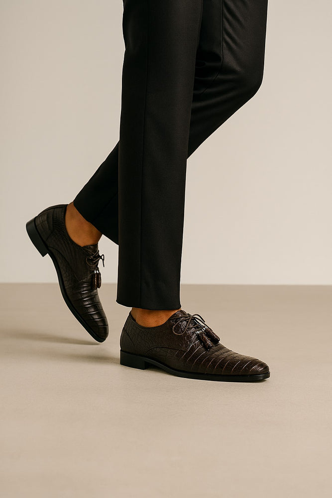 Marco Di Milano Lacio Brown Caiman Crocodile Derby