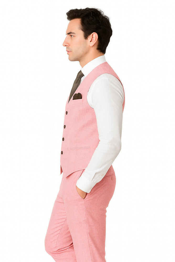Groomsmen Summer Beach Prom 2026 Pink Vest and Pants Set
