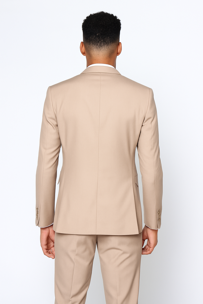 Beige Slim Fit Suit for Men by Rossiman Rossi – Tailored Skinny Fit Formal Suit