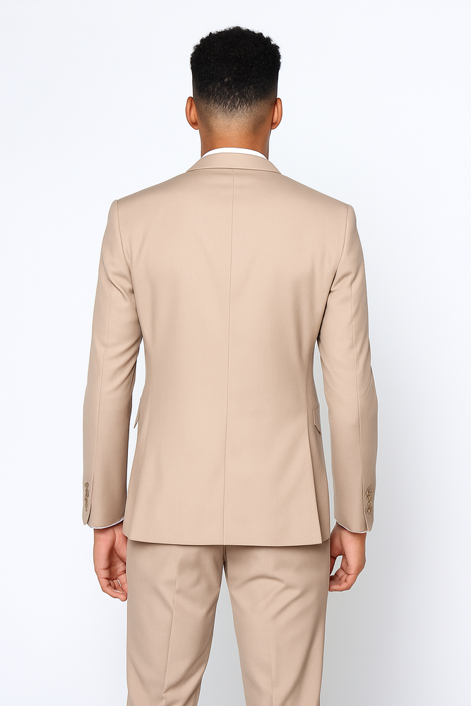 Beige Slim Fit Suit for Men by Rossiman Rossi – Tailored Skinny Fit Formal Suit