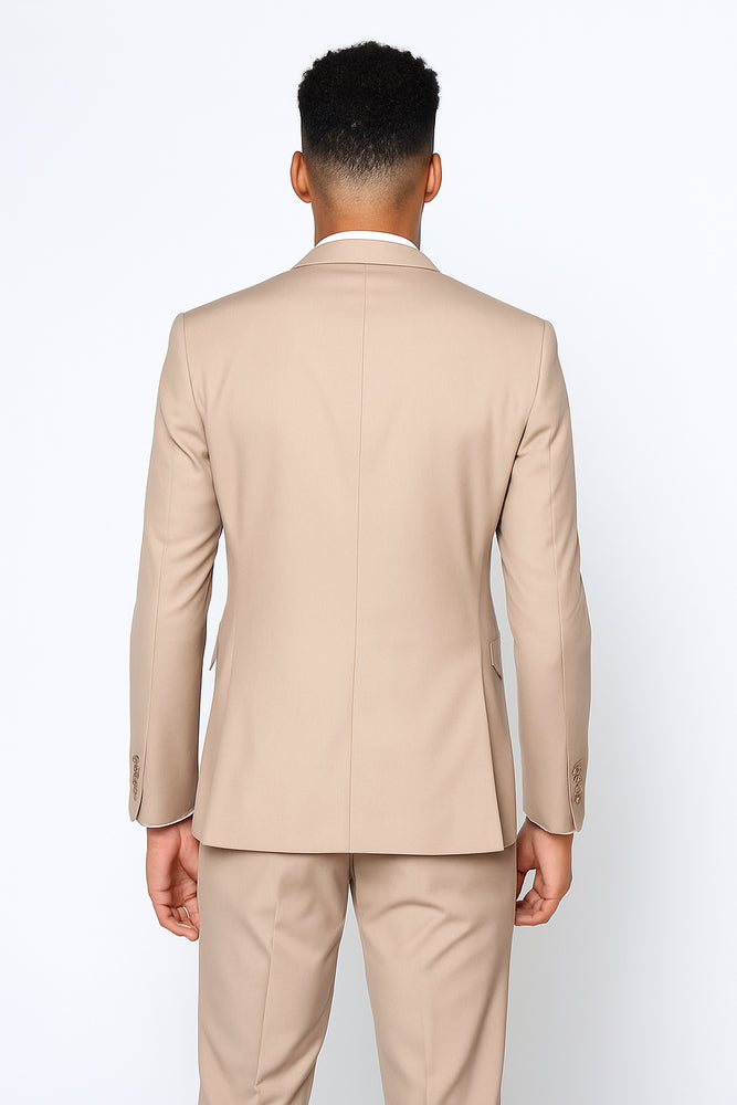 Beige Slim Fit Suit for Men by Rossiman Rossi – Tailored Skinny Fit Formal Suit