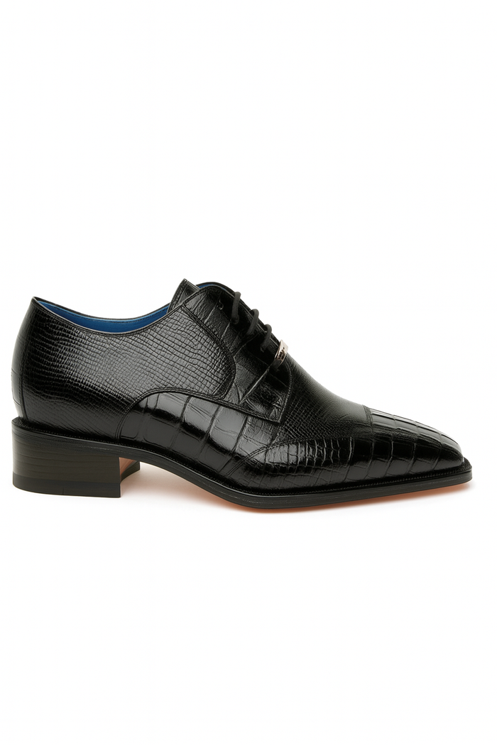 Men's Belvedere Valter Black Genuine Crocodile & Lizard Skin Dress Shoes