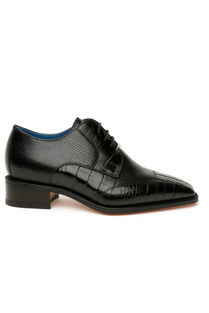 Men's Belvedere Valter Black Genuine Crocodile & Lizard Skin Dress Shoes