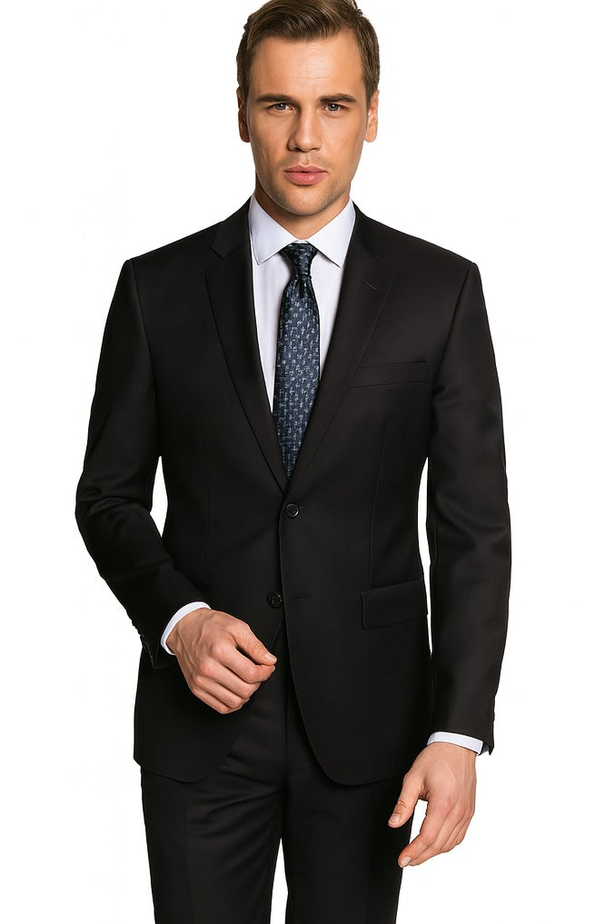 Bertolini Silk & Fabric Suit Black- High End Suits - High Quality Suits