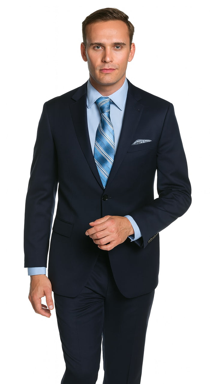 Bertolini Silk & Fabric Suit Navy And Gray - High End Suits - High Quality Suits