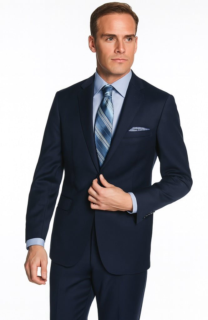Bertolini Silk & Fabric Suit Navy And Gray - High End Suits - High Quality Suits