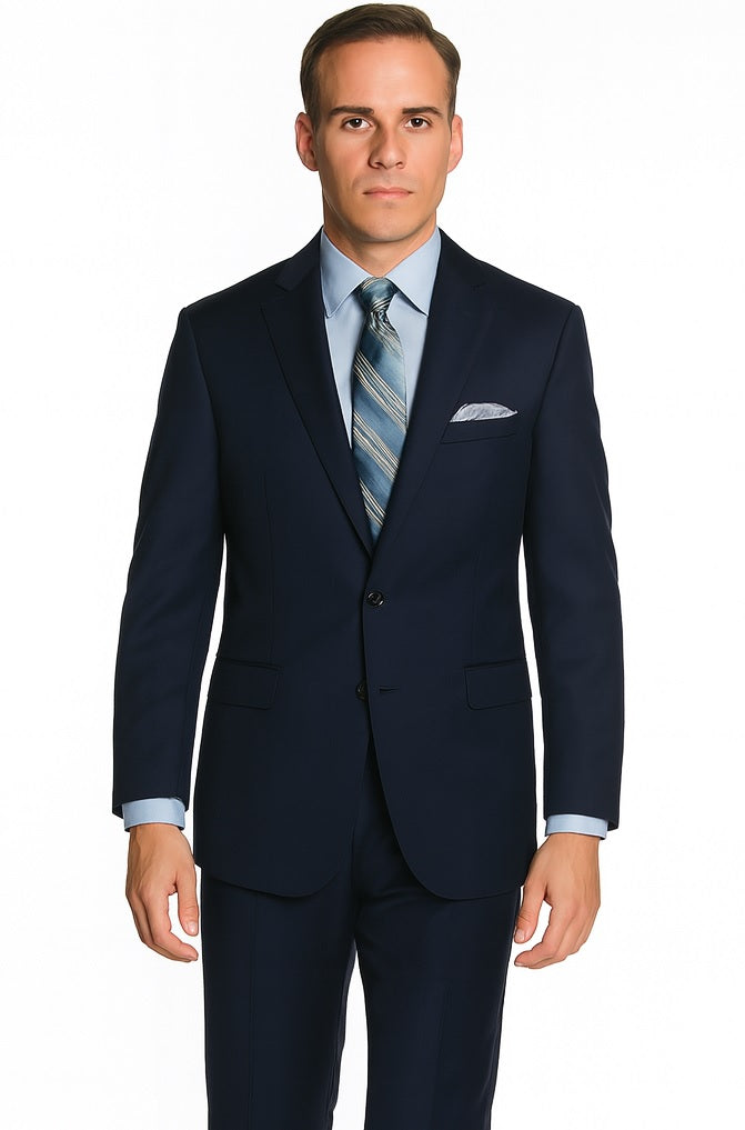 Bertolini Silk & Fabric Suit Navy And Gray - High End Suits - High Quality Suits