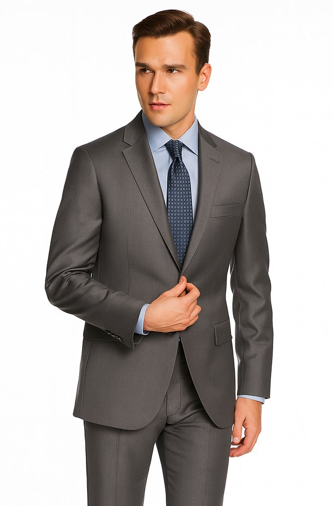 Bertolini Silk & Fabric Suit Navy And Gray - High End Suits - High Quality Suits