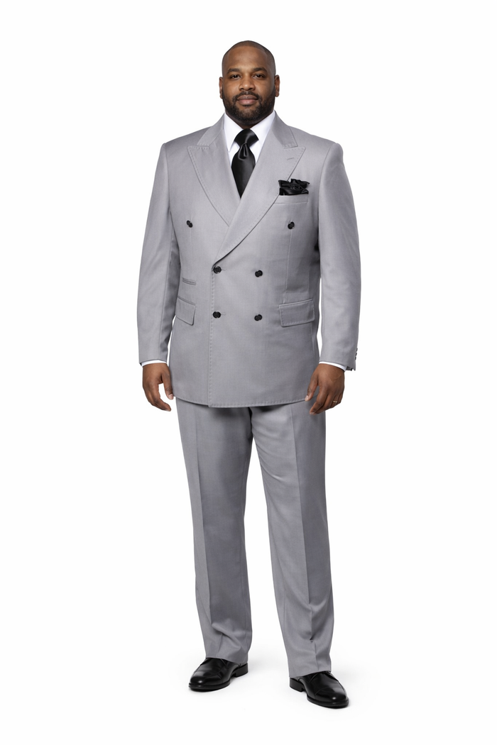 Dove Grey Regent Double-Breasted Power Suit by Rossiman