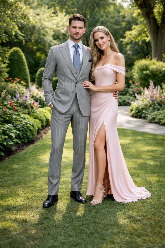 Silver Dominion Grey Pinstripe 3-Piece Elite Suit by Rossiman