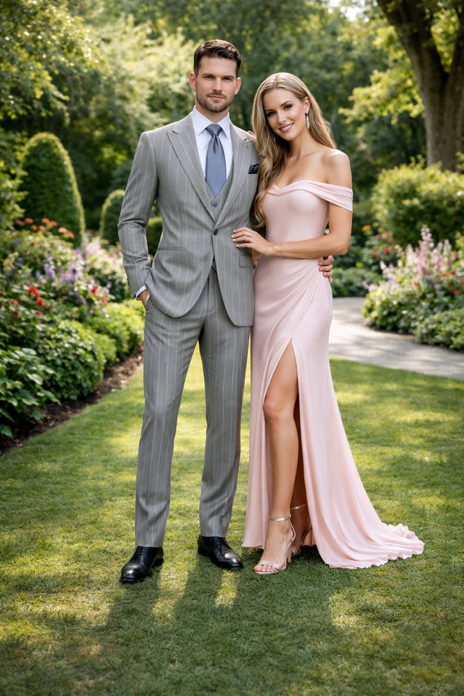 Silver Dominion Grey Pinstripe 3-Piece Elite Suit by Rossiman