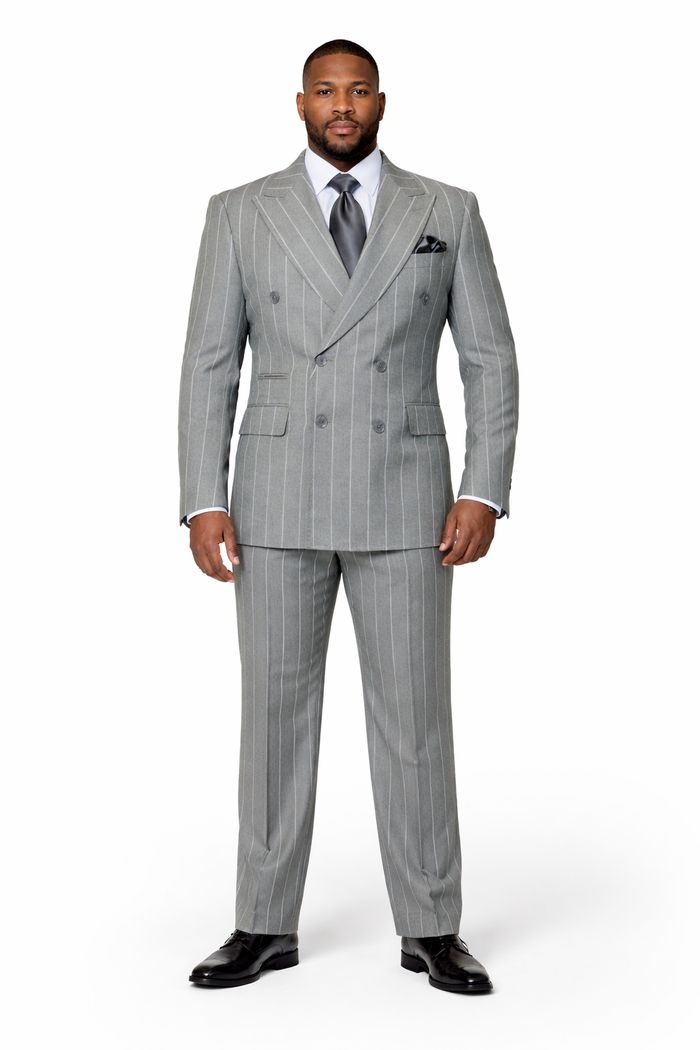 Steel Monarch Grey Double-Breasted 3-Piece Prestige Suit by Rossiman