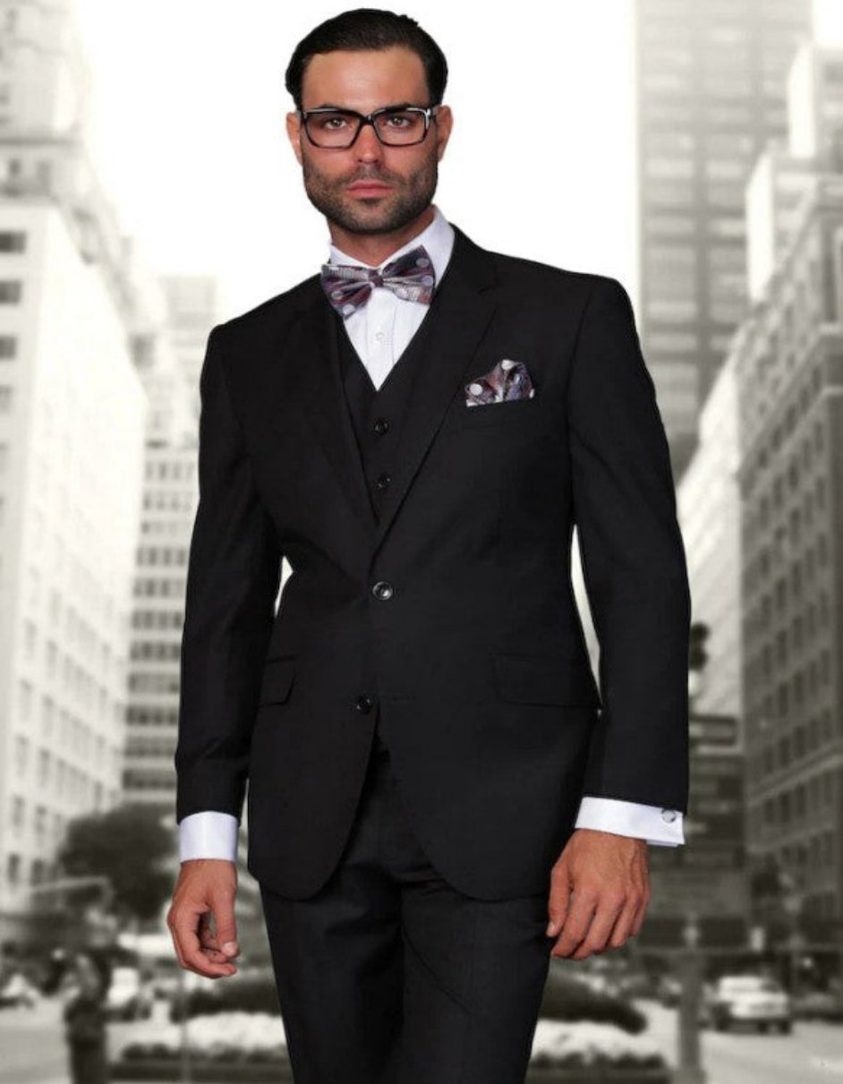 Big and Tall Suit - 3 PC Black Extra Long Modern Fit Suit ...