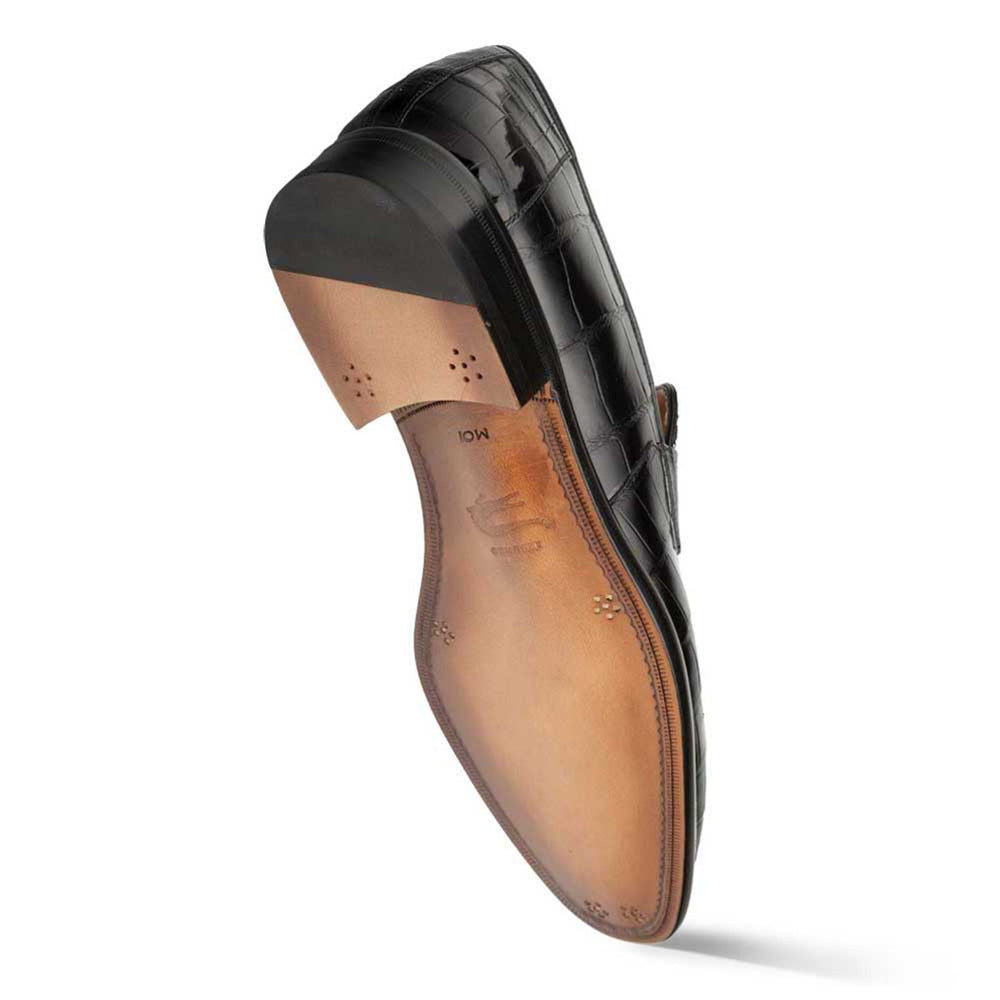 Men's Black Piccolo Genuine American Alligator Penny Loafer By Mezlan Made In Spain Brand