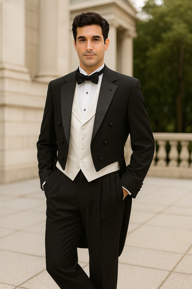 Men's Tuxedo Regular Fit Collection With Tails 3 Piece In Black