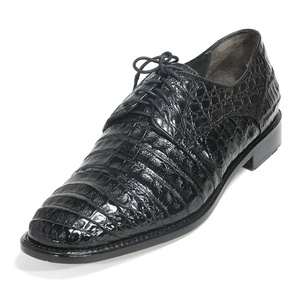 Los Altos Oxford Black Genuine Caiman Crocodile Shoes