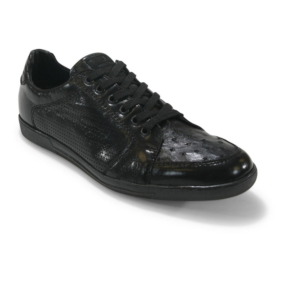 Los Altos Black Genuine Ostrich Casual Shoes