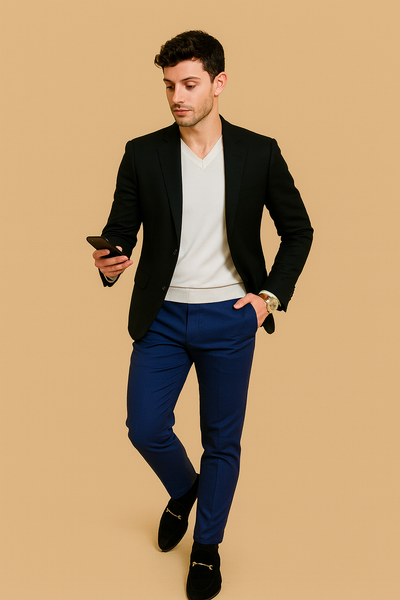 Black Blazer Blue Pants