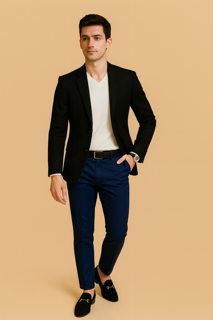 Black Blazer Blue Pants