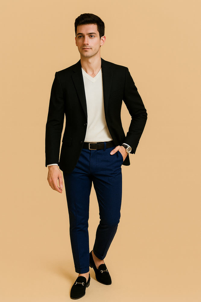 Black Blazer Blue Pants