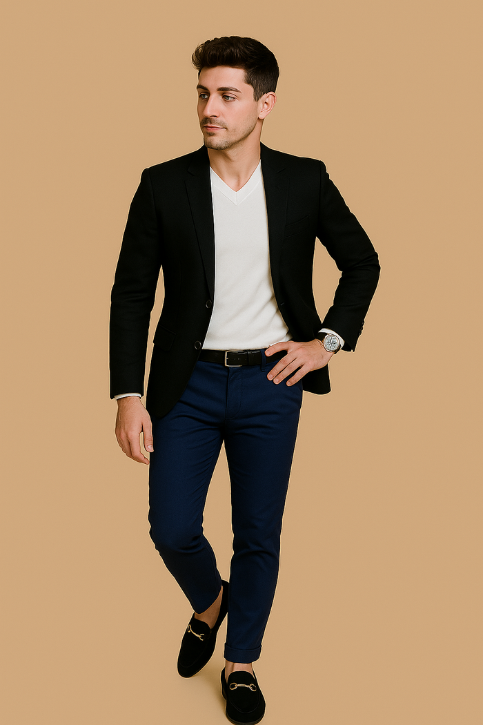 Black Blazer Blue Pants