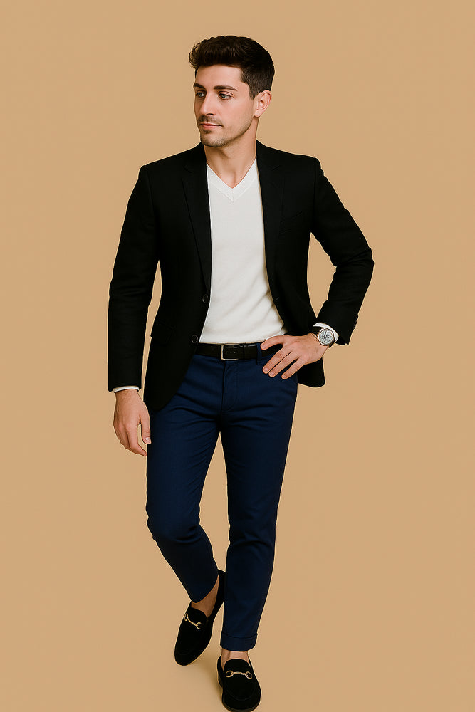 Black Blazer Blue Pants