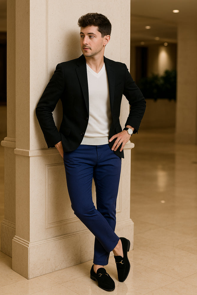 Black Blazer Blue Pants