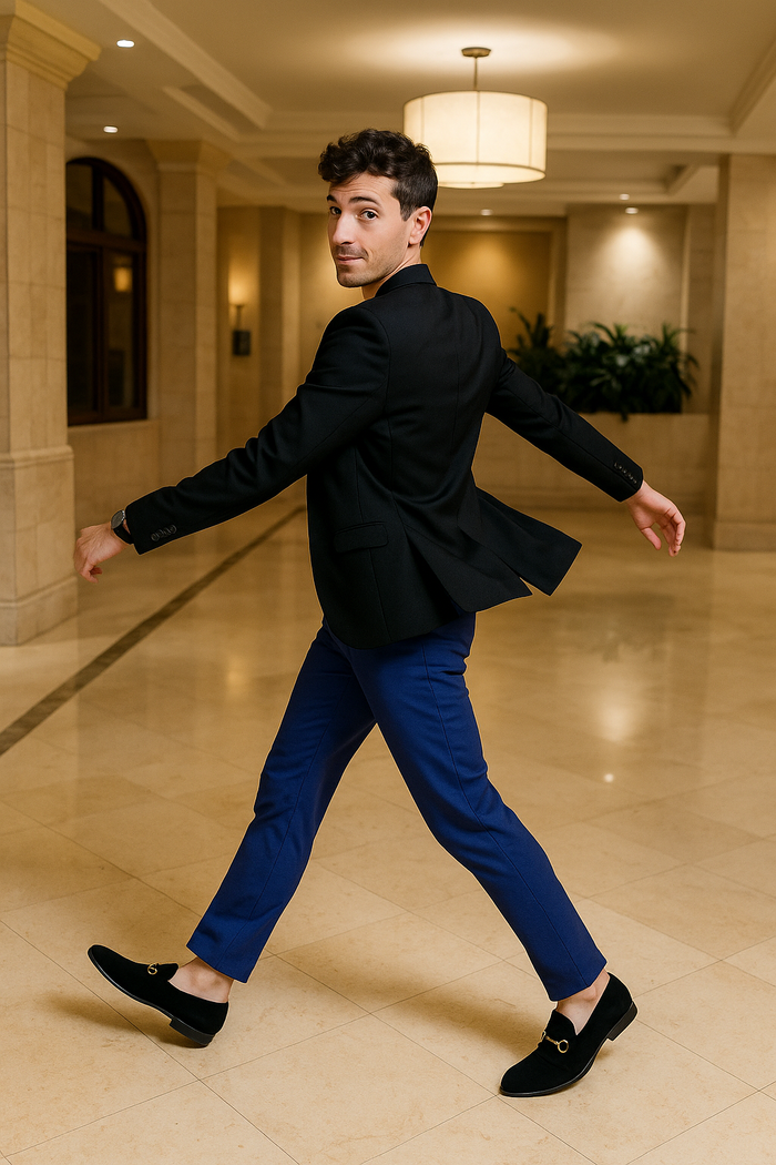 Black Blazer Blue Pants