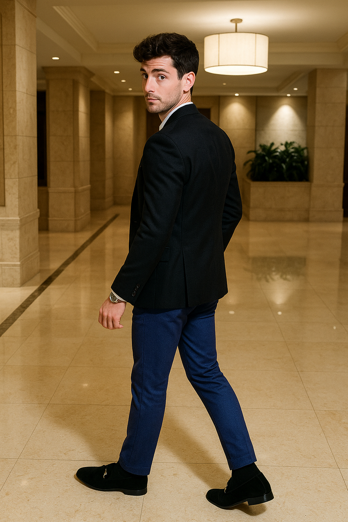 Black Blazer Blue Pants
