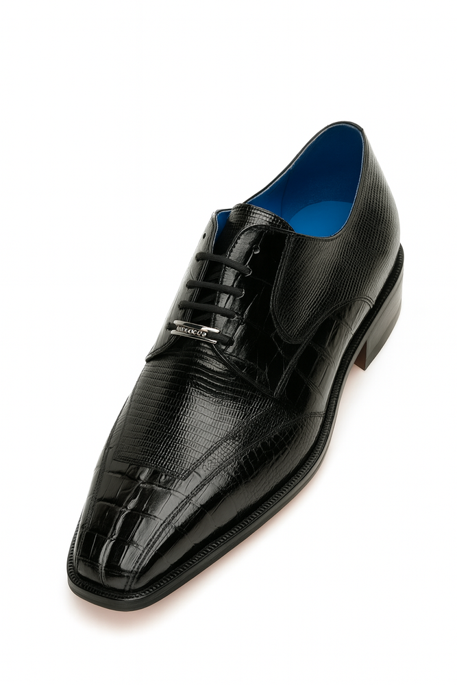 Men's Belvedere Valter Black Genuine Crocodile & Lizard Skin Dress Shoes