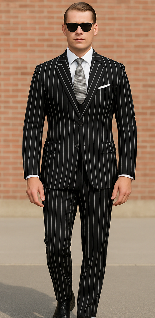 Black Pinstripe Suit - Gangster Suit - 1920's Suit