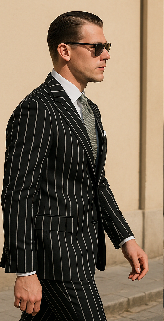 Black Pinstripe Suit - Gangster Suit - 1920's Suit
