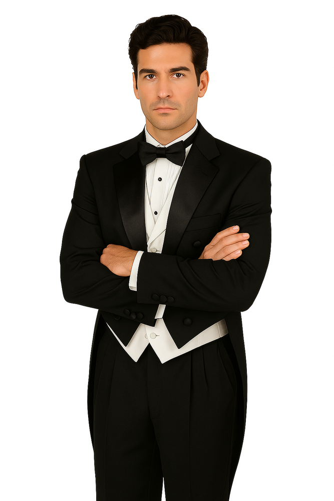 Men's Tuxedo Regular Fit Collection With Tails 3 Piece In Black