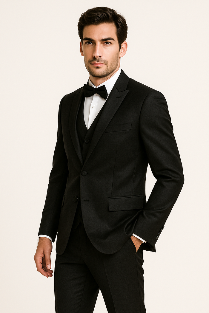 Groomfit-Black -satin-tuxedo-ensemble