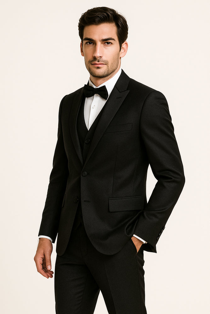 Groomfit-Black -satin-tuxedo-ensemble