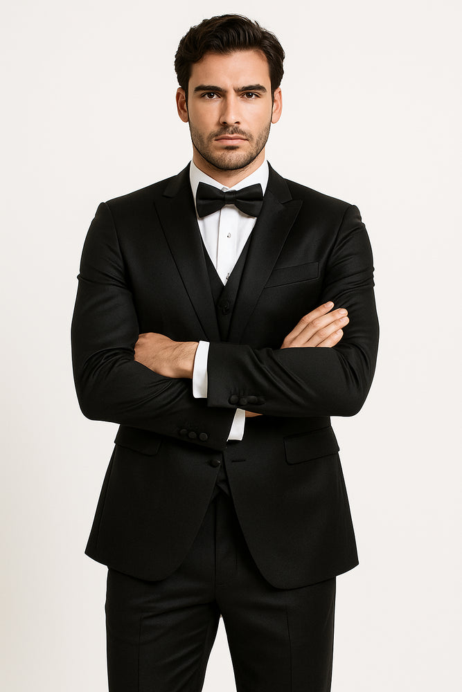 Groomfit-Black -satin-tuxedo-ensemble
