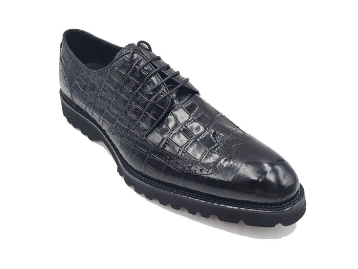 Carrucci Blucher Style Alligator Embossed Oxford