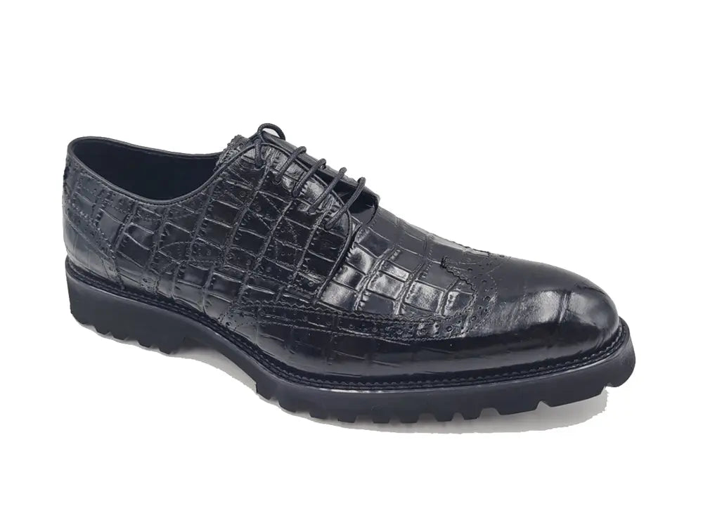 Carrucci Blucher Style Alligator Embossed Oxford