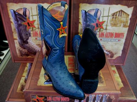 Los Altos Boots Jean Blue Genuine Full Quill Ostrich Western Cowboy Dress Cowboy Boot Cheap Priced For Sale Online (EE) - Botas De Avestruz