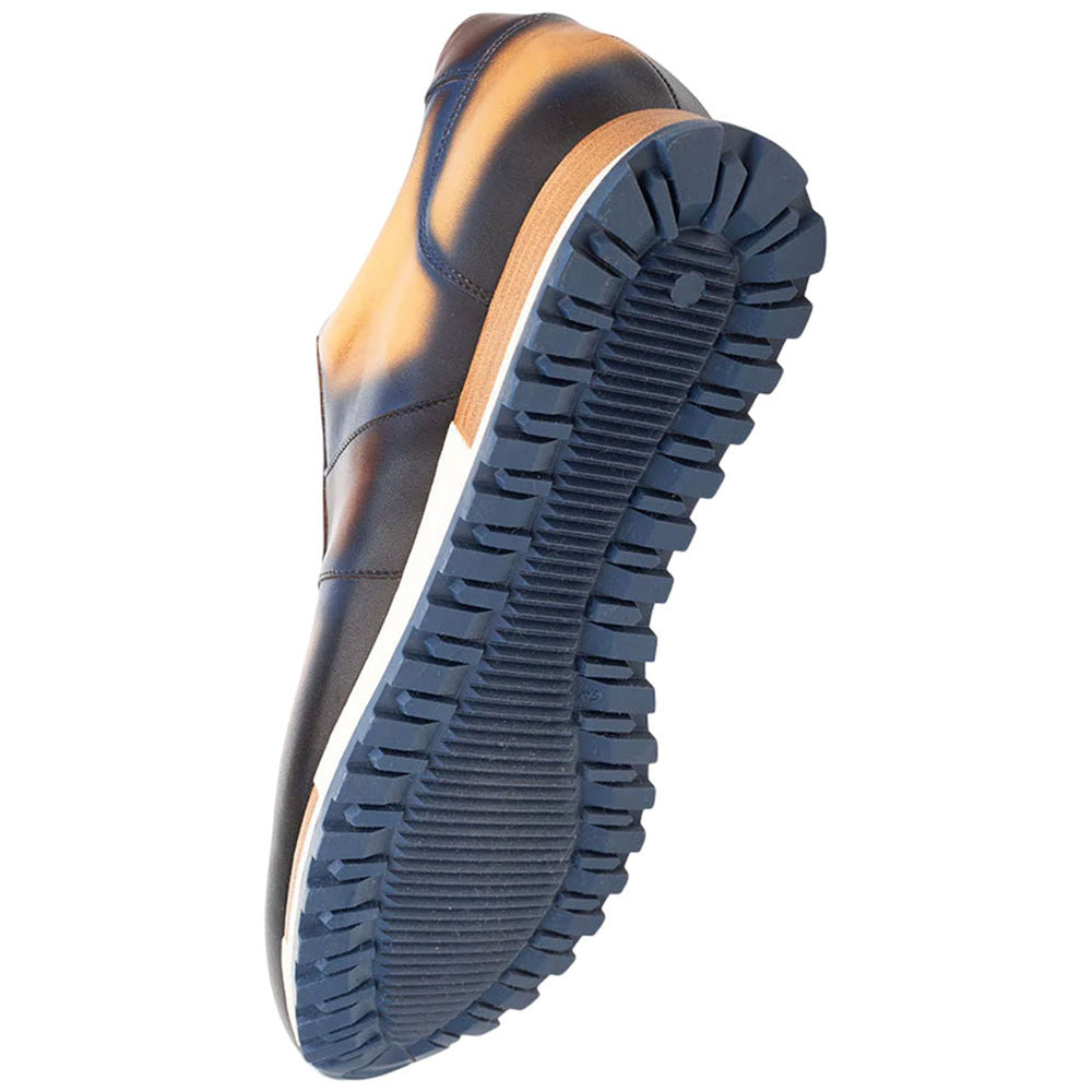 Men's Latini Blue Multi-Tone Genuine Calfskin Sneakers By Mezlan Made In Spain Brand